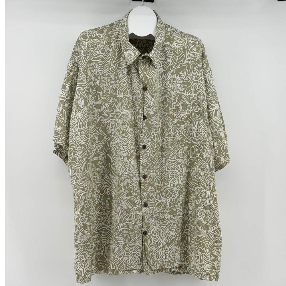 The Hawaiian Hilo Hattie Original Shirt Mens 5XL Sage Floral Aloha Vacation